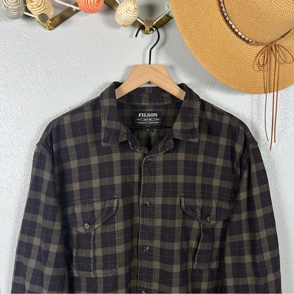 Filson Alaskan Guide Flannel Shirt Plaid Long Sleeve Button Down Size XL - Picture 2 of 7